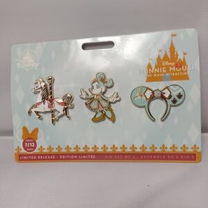 Disney Minnie Mouse Main Attraction Pin Set - Pink, Gold, Blue